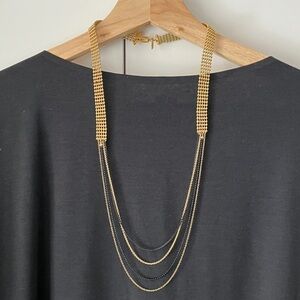 Elegant Gold and Black Layered Necklace